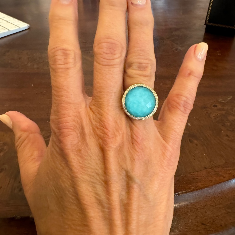 Ippolita Turquoise and Diamond Ring Size 7 18K